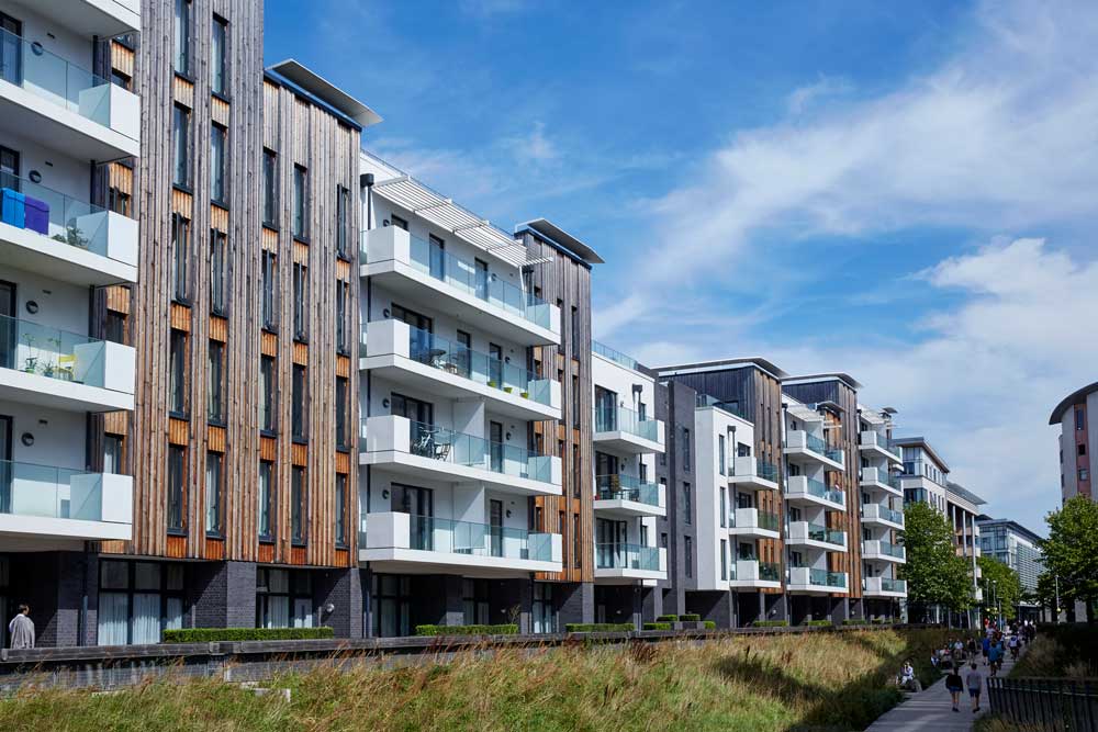Apartment building with a modern facade